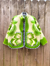 Load image into Gallery viewer, One-of-a-Kind: Green Apple Ukrainian Blanket Flora Jacket (L)

