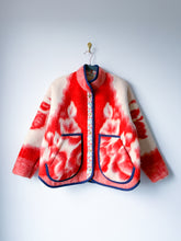 Load image into Gallery viewer, One-of-a-Kind: Coral Orange Floral Ukrainian Blanket Flora Jacket (L)
