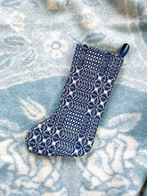 Load image into Gallery viewer, One-of-a-Kind: Navy/Cream Antique Coverlet Stocking
