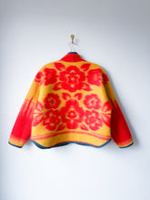 Load image into Gallery viewer, One-of-a-Kind: Red and Goldenrod Floral Ukrainian Blanket Flora Jacket (M)
