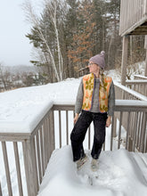 Load image into Gallery viewer, One-of-a-Kind: Green and Orange Floral Ukrainian Blanket Vest (XS-M)
