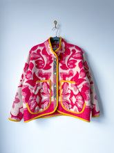 Load image into Gallery viewer, One-of-a-Kind: Fuchsia Floral Ukrainian Wool Blanket Flora Jacket (M)
