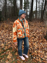 Load image into Gallery viewer, One-of-a-Kind: Fall Orange Floral Ukrainian Wool Blanket Flora Jacket (M)
