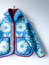 Load image into Gallery viewer, One-of-a-Kind: Blue Floral Ukrainian Blanket Hooded Flora Jacket (S)
