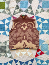 Load image into Gallery viewer, One-of-a-Kind: Brown and Tan Floral Vintage Blanket Vest (XS-M)
