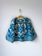 Load image into Gallery viewer, One-of-a-Kind: Ukrainian Blue Floral Vintage Blanket Vest (XS-M)
