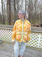 Load image into Gallery viewer, One-of-a-Kind: Tan/Orange/Green Ukrainian Blanket Flora Jacket (L)
