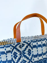 Load image into Gallery viewer, One-of-a-Kind: Antique Navy Woven Coverlet Project Bag (with detachable strap)
