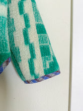 Load image into Gallery viewer, One-of-a-Kind: Green Geometric Ukrainian Blanket Flora Jacket (S)
