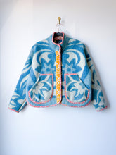 Load image into Gallery viewer, One-of-a-Kind: Blue Floral Ukrainian Blanket Flora Jacket (S)
