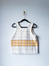 Load image into Gallery viewer, One-of-a-Kind: Vintage Woven Cotton Tablecloth Pearl Snap Tank (S)

