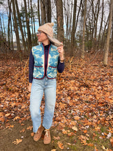 Load image into Gallery viewer, One-of-a-Kind: Ukrainian Blue Floral Wool Blanket Cropped Vest (XS-S)
