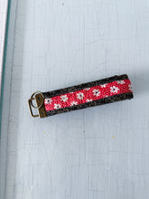 Load image into Gallery viewer, One-of-a-Kind: Red and Black Florals Key Fob
