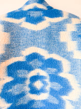 Load image into Gallery viewer, One-of-a-Kind: Blue Floral Wool Ukrainian Blanket Flora Jacket (L)
