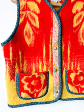 Load image into Gallery viewer, One-of-a-Kind: Tropical Floral Wool Blanket Snap Front Vest (L)
