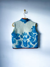 Load image into Gallery viewer, One-of-a-Kind: Ukrainian Blue Floral Wool Blanket Cropped Vest (XS-S)
