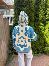 Load image into Gallery viewer, One-of-a-Kind: Blue Ukrainian Blanket Hooded Flora Jacket (M)
