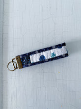 Load image into Gallery viewer, One-of-a-Kind: Deep Blue Floral Border Key Fob
