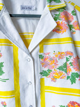 Load image into Gallery viewer, One-of-a-Kind: Yellow/pink/mauve Floral Vintage Tablecloth Shaftsbury Shirt (L)
