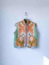Load image into Gallery viewer, One-of-a-Kind: Geometric Floral Wool Blanket Vest (XS-M)
