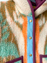 Load image into Gallery viewer, One-of-a-Kind: Multicolor Floral Ukrainian Blanket Hooded Flora Jacket (M)

