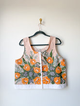 Load image into Gallery viewer, One-of-a-Kind: Vintage Peachy Floral Tablecloth Pearl Snap Tank (M)
