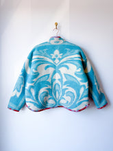 Load image into Gallery viewer, One-of-a-Kind: Bright Blue Floral Ukrainian Blanket Flora Jacket (M)
