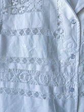 Load image into Gallery viewer, One-of-a-Kind: Antique lace and embroidered Shaftsbury Shirt (S)
