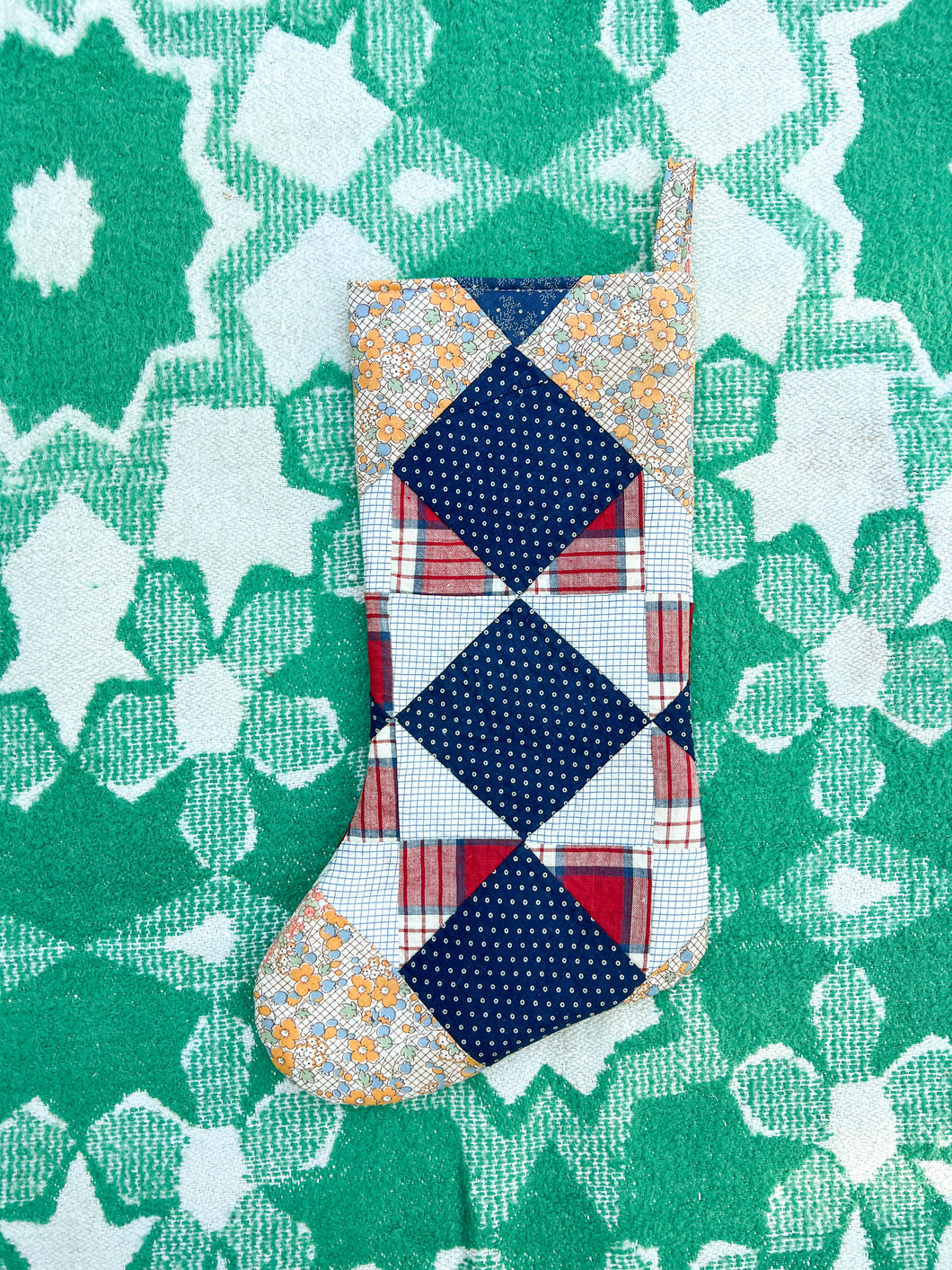 One-of-a-Kind: Ohio Star Quilt Stocking #1