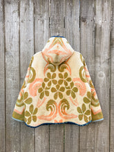 Load image into Gallery viewer, One-of-a-Kind: Orange and Green Floral Ukrainian Blanket Hooded Flora Jacket (L)
