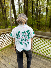 Load image into Gallery viewer, One-of-a-Kind: White Floral Vintage Tablecloth Shaftsbury Shirt (M)
