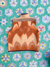 Load image into Gallery viewer, One-of-a-Kind: Creamsicle and Brown Floral Ukrainian Blanket Vest (S)
