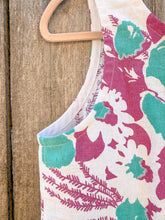Load image into Gallery viewer, One-of-a-Kind: Vintage purple and teal Floral Tablecloth Pearl Snap Tank (S)
