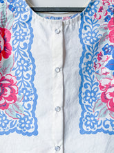 Load image into Gallery viewer, One-of-a-Kind: Vintage Floral Tablecloth Pearl Snap Tank (S)
