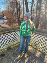 Load image into Gallery viewer, One-of-a-Kind: Green Floral Ukrainian Blanket Flora Jacket (S)
