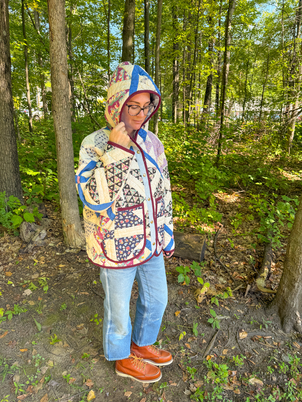 One-of-a-Kind: Duck & Ducklings Hooded Flora Jacket (L)