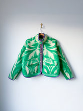 Load image into Gallery viewer, One-of-a-Kind: Green Floral Ukrainian Blanket Flora Jacket (S)
