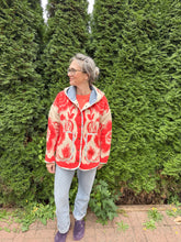 Load image into Gallery viewer, One-of-a-Kind: Cherry Floral Ukrainian Blanket Flora Jacket (S)

