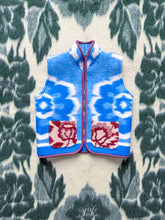 Load image into Gallery viewer, One-of-a-Kind: Blue floral Wool Ukrainian Blanket Vest (XS-M)
