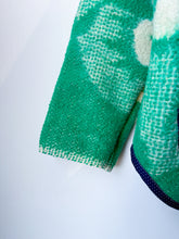 Load image into Gallery viewer, One-of-a-Kind: Green Floral Ukrainian Blanket Hooded Flora Jacket (L)
