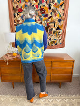 Load image into Gallery viewer, One-of-a-Kind: Blue and Yellow Floral Ukrainian Blanket Vest (L/XL)
