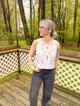 Load image into Gallery viewer, One-of-a-Kind: Cutwork Embroidered Coverlet Turnaround Tank (S)
