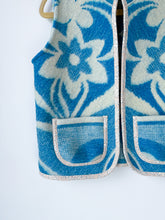 Load image into Gallery viewer, One-of-a-Kind: Ukrainian Blue Floral Vintage Blanket Vest (XS-M)
