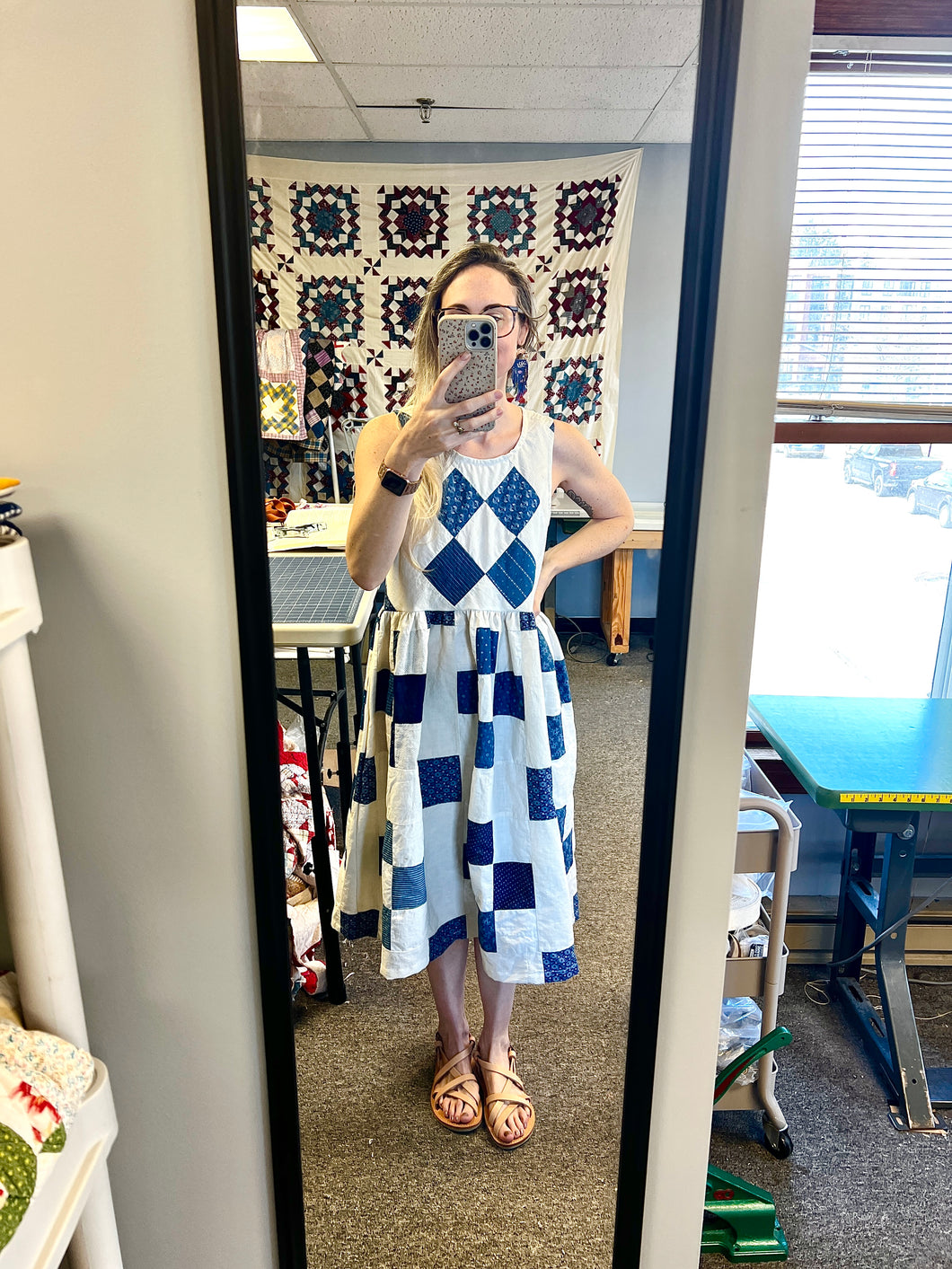 One-of-a-Kind: Indigo Nine Patch Turnaround Dress (S)