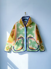 Load image into Gallery viewer, One-of-a-Kind: Geometric Floral Ukrainian Blanket Hooded Flora Jacket (M)
