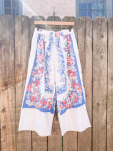 Load image into Gallery viewer, One-of-a-Kind: Vintage Pink and Blue Floral Tablecloth Easy Pant (M)
