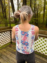 Load image into Gallery viewer, One-of-a-Kind: Vintage Floral Tablecloth Pearl Snap Tank (S)
