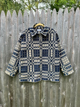 Load image into Gallery viewer, One-of-a-Kind: Overshot Coverlet Chore Coat (navy/cream)
