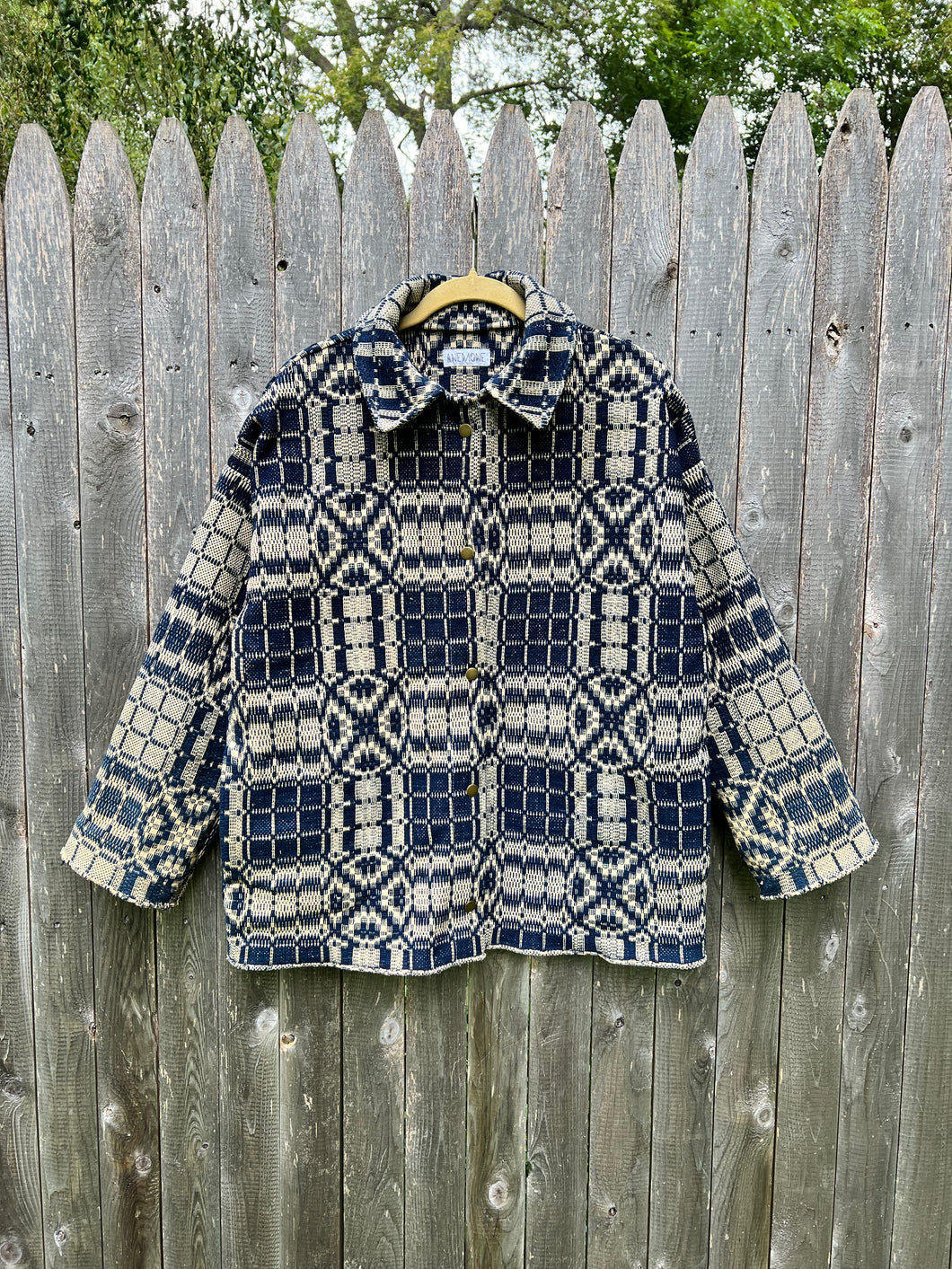 One-of-a-Kind: Overshot Coverlet Chore Coat (navy/cream)