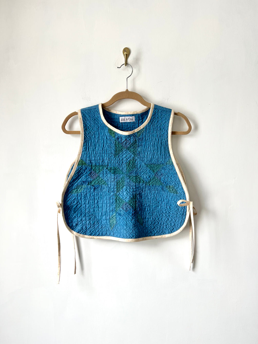One-of-a-Kind: Indigo Overdyed Feathered Star Side Tie Vest